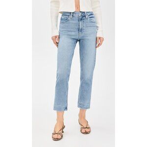 PAIGE Women's Billie Crop High-Rise Straight-Leg Jeans Size 32 In Light Denim